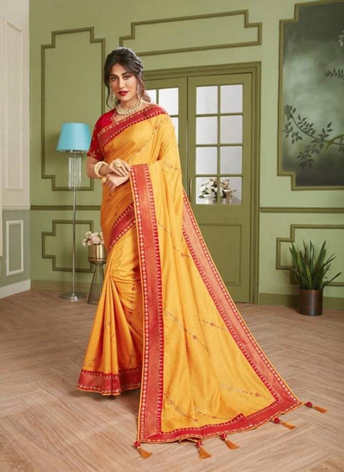 VISHAL GRANDIOSE VOL-4 Latest Fancy Festive Wear Designer Heavy Vichitra silk Embroidered Saree Collection